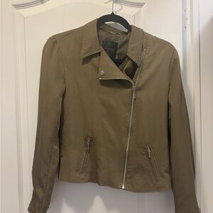 Dynamite Olive Green Asymmetrical Zip Moto Jacket